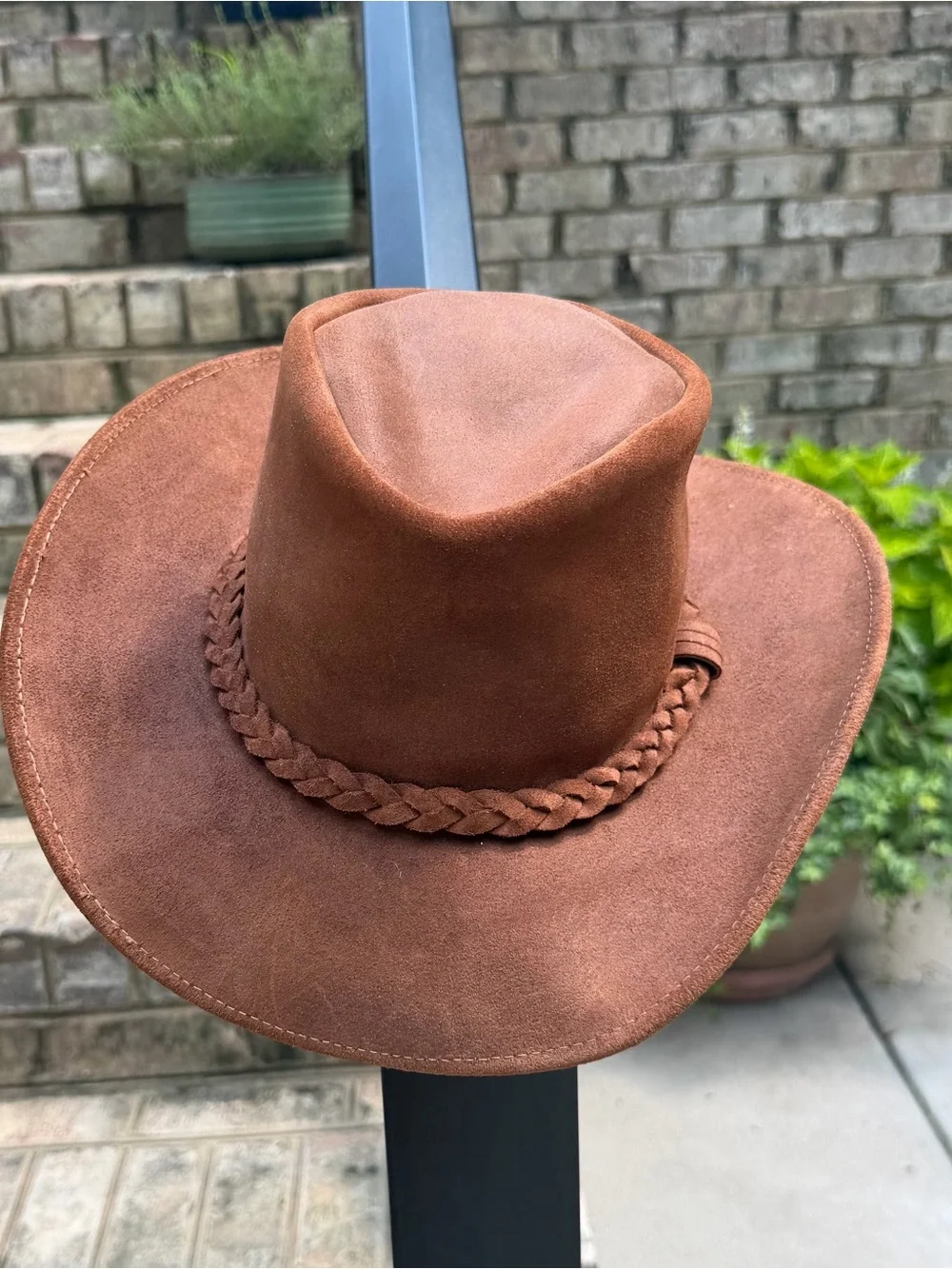 American Hat Makers Brown Leather Cowboy Western Hat Large